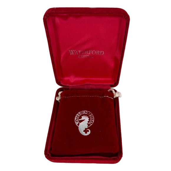 Waterford Crystal Christmas Tree Ornament Red Velvet Pouch & Box Rare Ireland - Picture 3 of 5